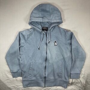 Kore Limited Rabbit Graphic Zip Up Hoodie Light Blue Men's S Made in USA Grunge